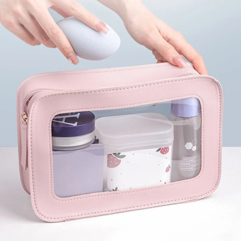 Skincare D'Alba - ผู้หญิง PU แต่งหน้ากระเป๋าเดินทางกระเป๋าเครื่องสําอาง Clear กระเป๋า Skincare