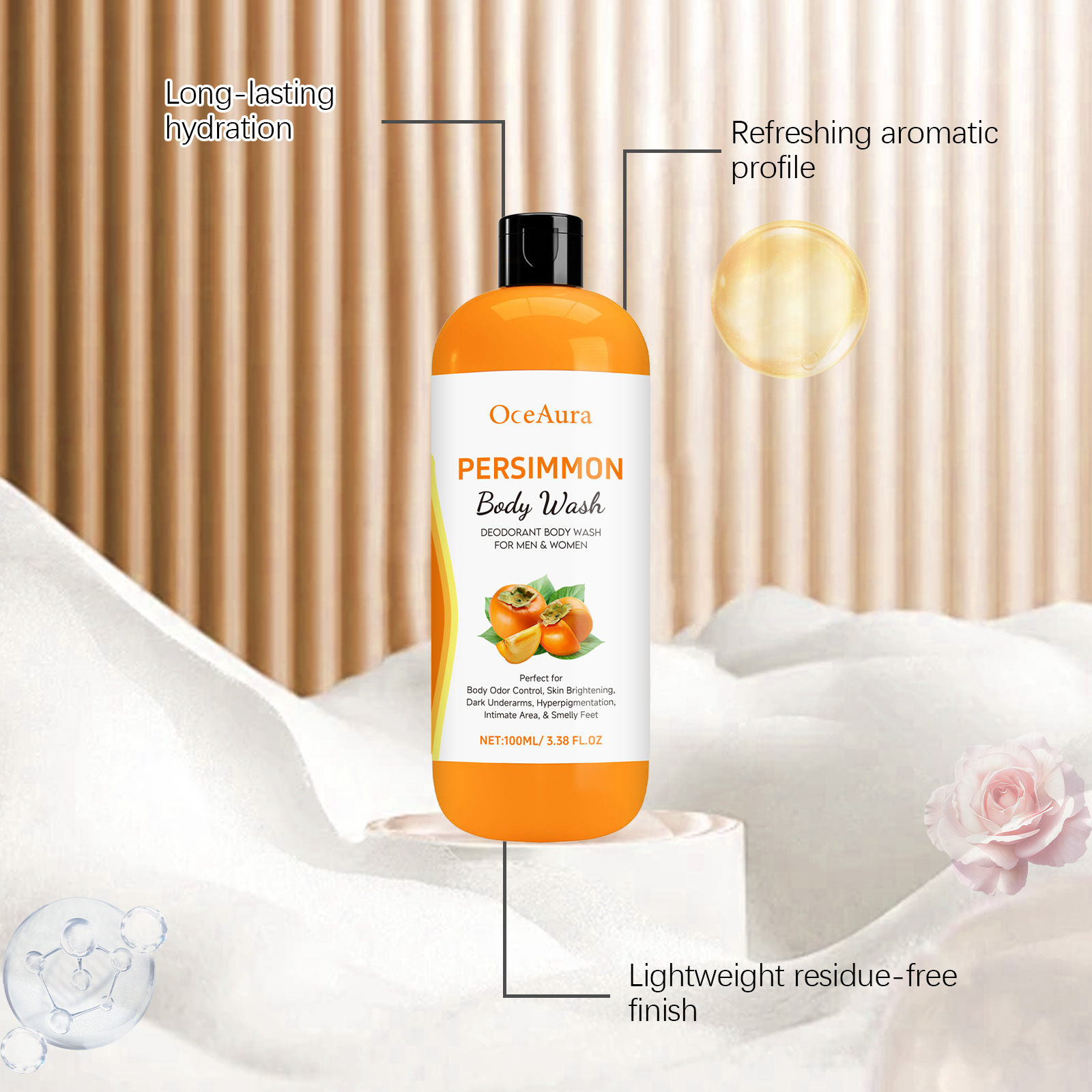 Persimmon Body Wash ลบสิ่งสกปร - Aha Bha Exfoliant บทวิจารณ์และราคา